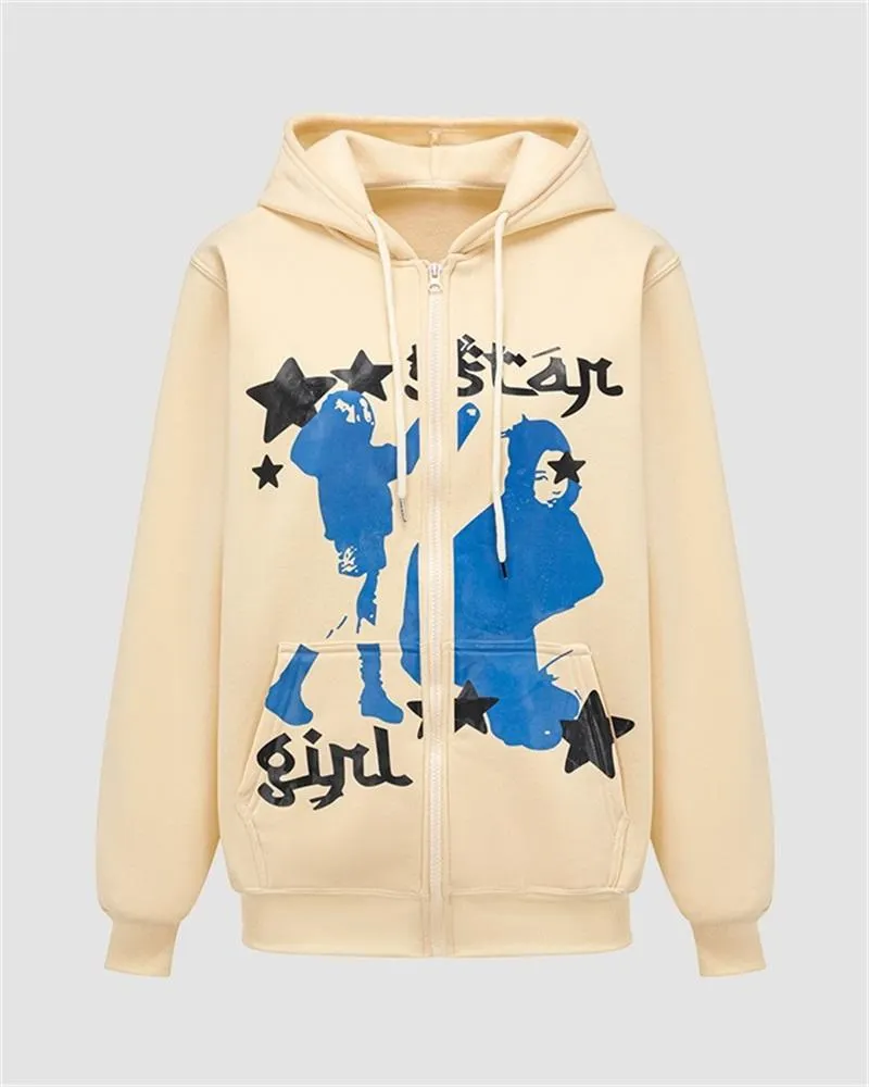 Gothic Star Zip Up Hoodie
