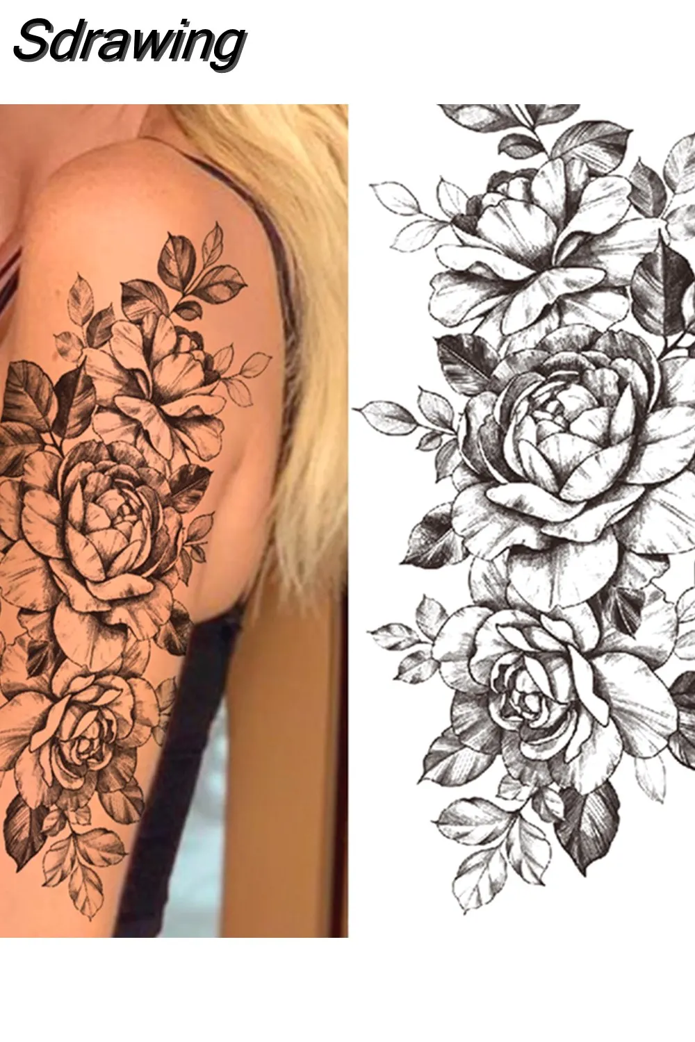 Sdrawing Arm Temporary Tattoos Sleeve For Men Women Realistic Fake Tatoos Warrior Lion Tiger Flower Tatoo Sticker Black Totem Maori 507-1