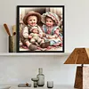 Poup&eacute;e gar&ccedil;on et fille-perceuse ronde peinture diamant-40*40cm