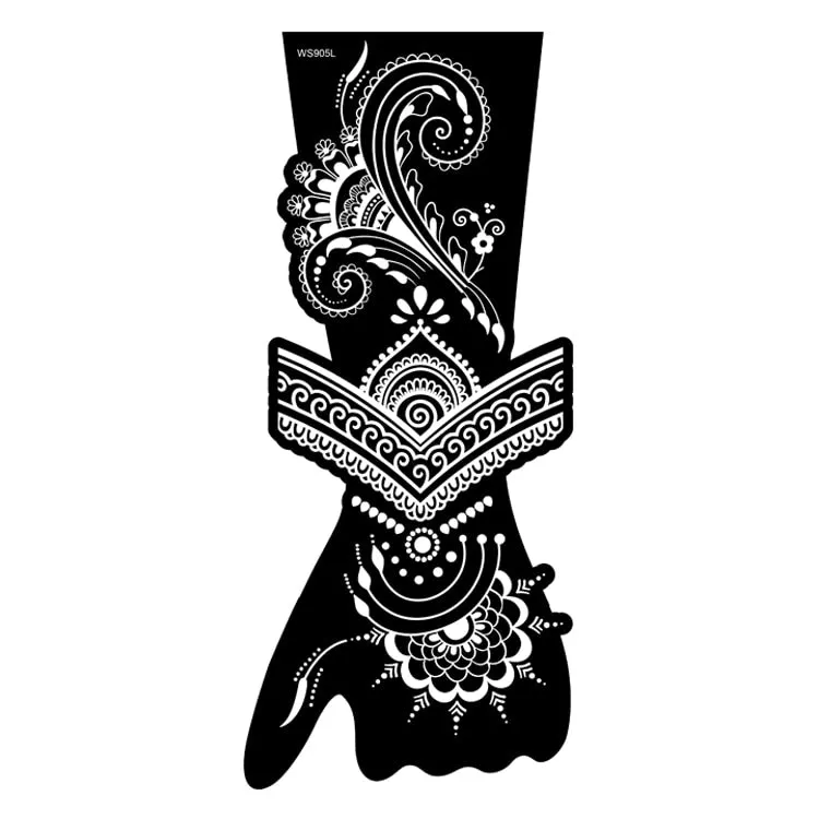 Indian Henna Rose Lace Flower Tattoo Stencil Women DIY Body Legs Arm Art Airbrush Painting Mandala Tattoo Stencil Template