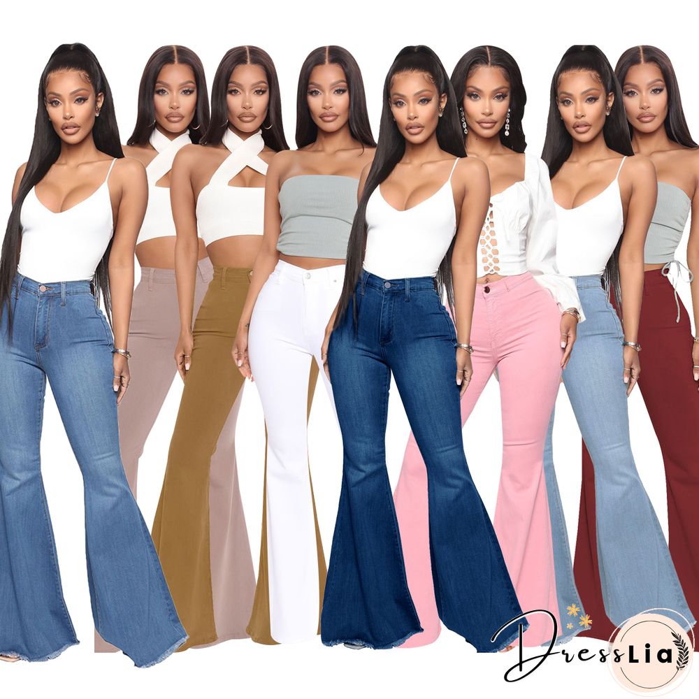 High Waist Stretch Plus Size Flare Jeans Pants