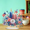 America Flag Acrylic Special Shape Independence Day Flower Candle Diamond Painting Desk Ornament Kit