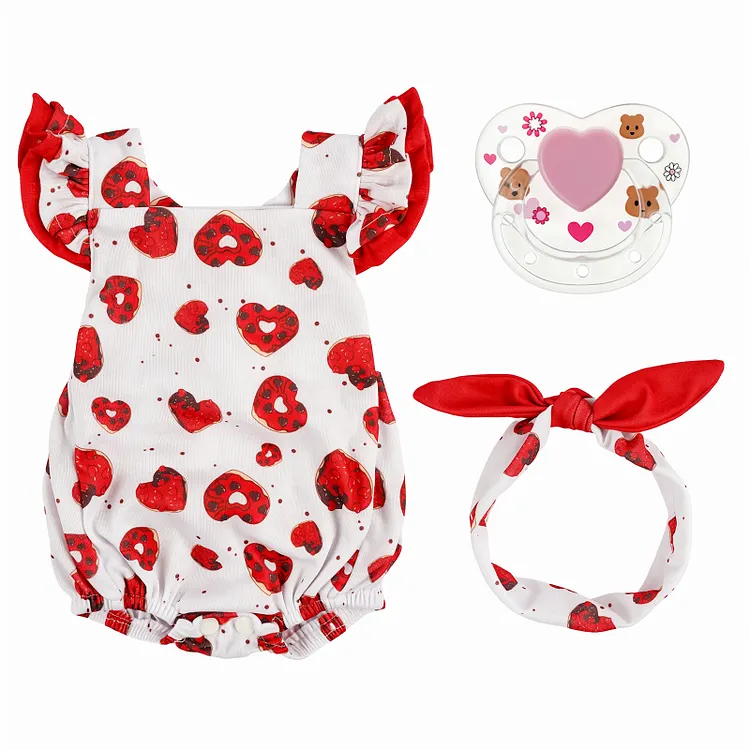 Babeside For 17"-22" Reborn Baby Doll Valentine's Day Love Lips One-piece Dress Set