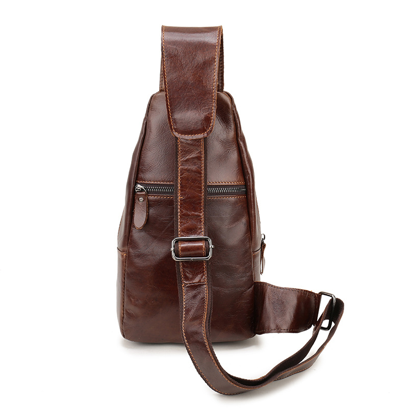 Vintage Soft Genuine Leather Chest Bag With Large Capacity