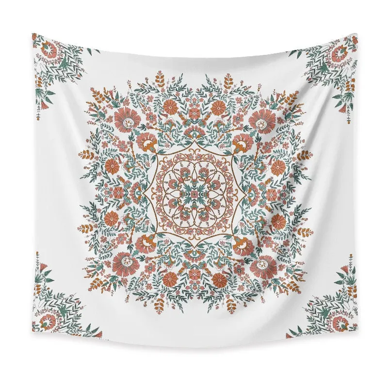 Indian Mandala Floral Tapestry Boho Decor Wall Psychedelic Flower Hippie Home Decor Wall Cloth Tapestries Large Size Tapestry