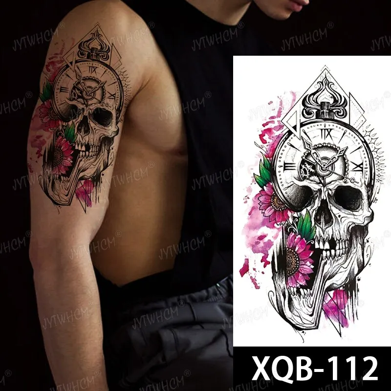 Sdrawing Hot Water Transfer Fake Tattoo Waterproof Temporary Tattoo Sticker For Men Women Wolf Arm Neck Tattoo Flash Tattoo Sleeve