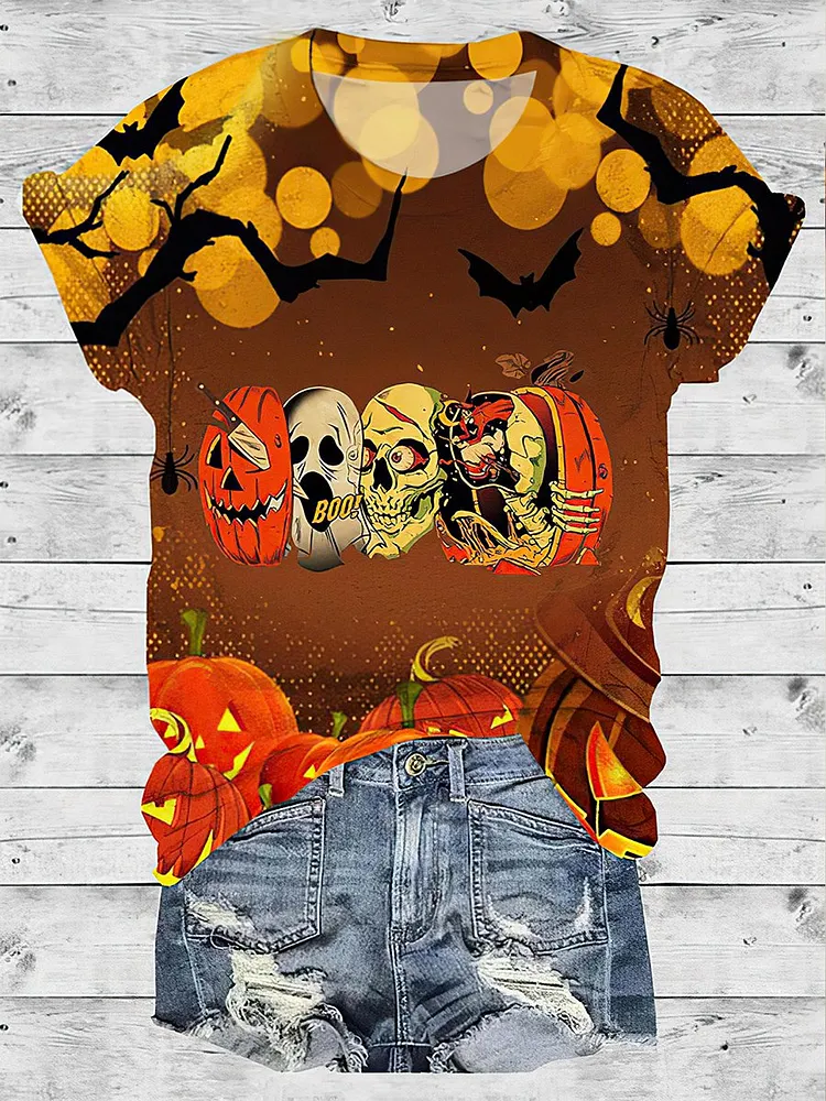 Halloween Art Print Casual T-Shirt