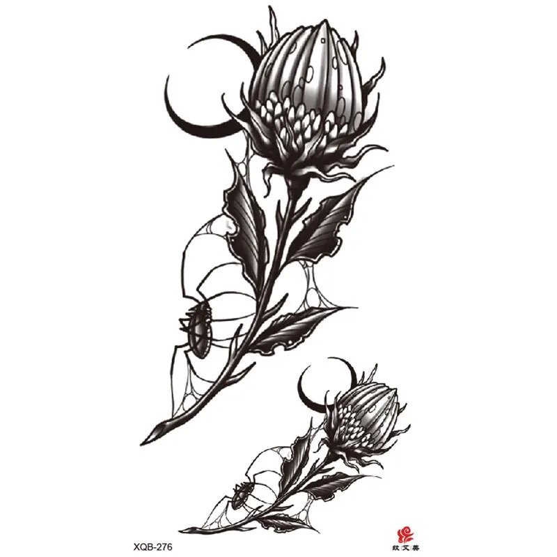 Sdrawing Temporary Sleeve Tatooo Stickers Tiger Lion Elephant Rose Flowertattoo Arm Body Art Fake Tatoo Male Female Black
