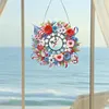 (US Local)Acrylic Special Shape Independence Day Wreath 5D Diamond Painting Clock