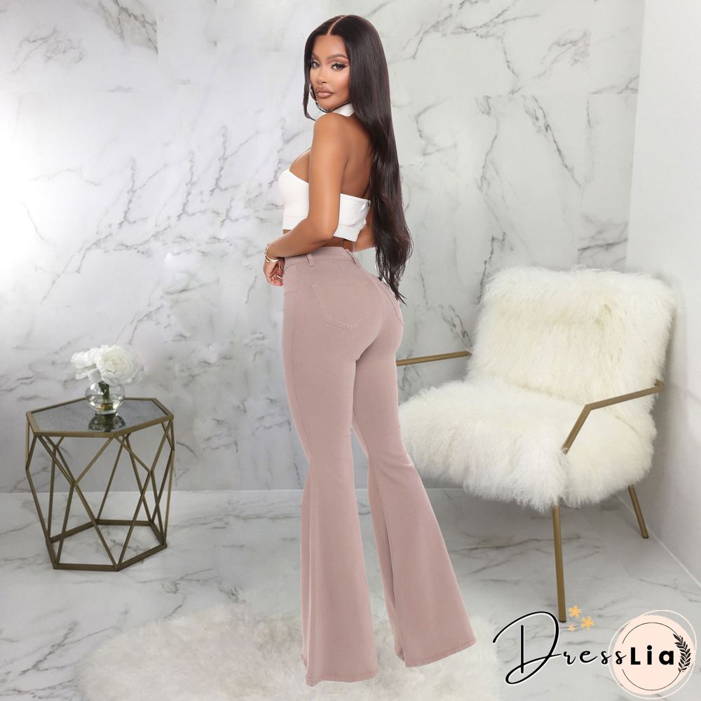 High Waist Stretch Plus Size Flare Jeans Pants