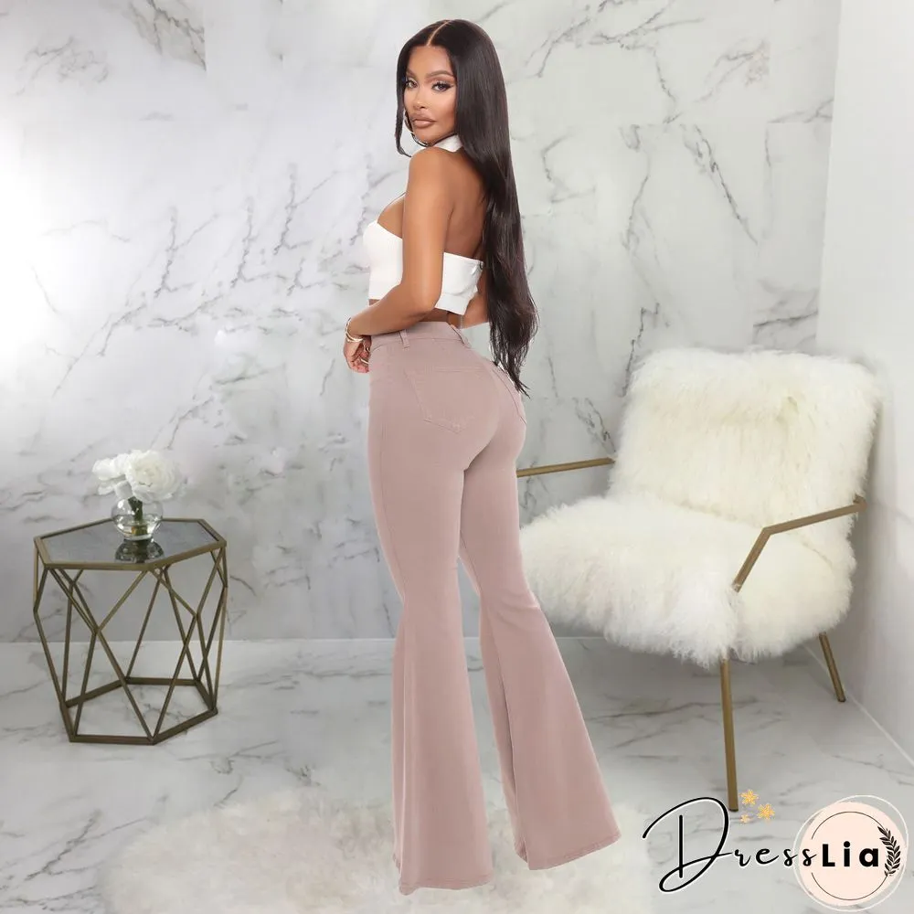 High Waist Stretch Plus Size Flare Jeans Pants
