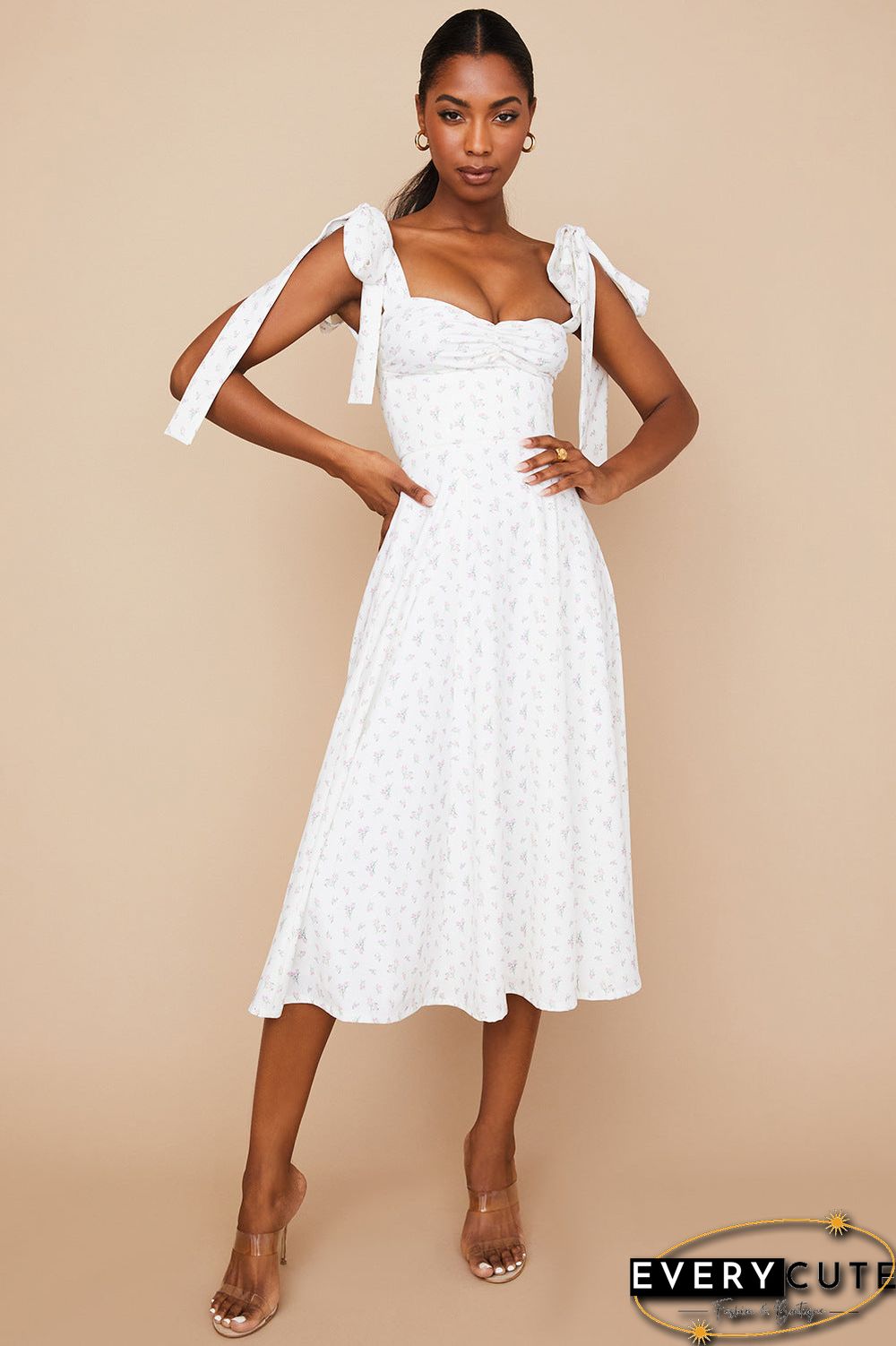 Floral Print Cottagecore Sleeveless Strap Midi Dresses Party Club Sexy Backless Elegant Split Dress Women Vestidos