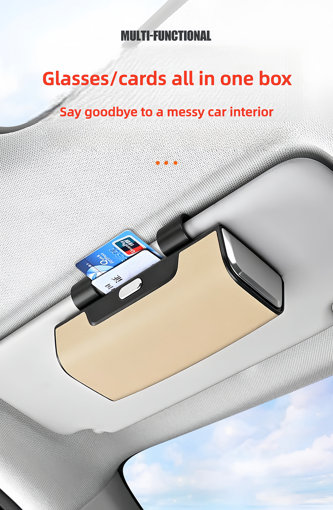 Suede multi-functional car sun visor and glasses case (customizable with car logo)