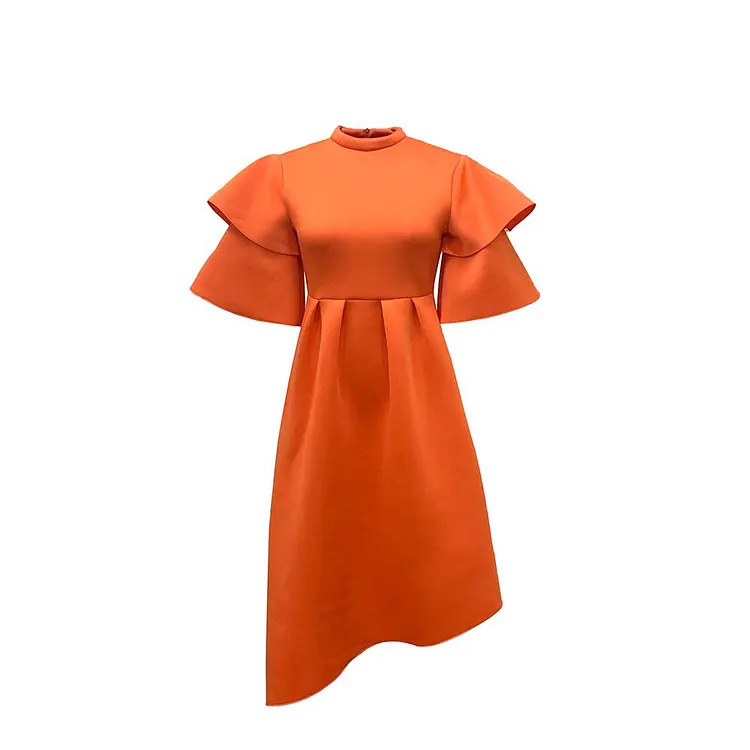 New double layer ruffle sleeve solid color jumpsuit