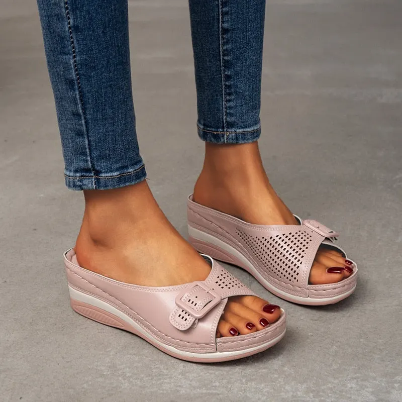 Women Slippers 2021 Summer Platform Wedge Sandals Women Closed Toe Flat Slippers Women Outdoor Casual Beach Shoes Plus Size 43