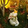 Statue de jardin lapin avec lumi&egrave;re solaire papillon