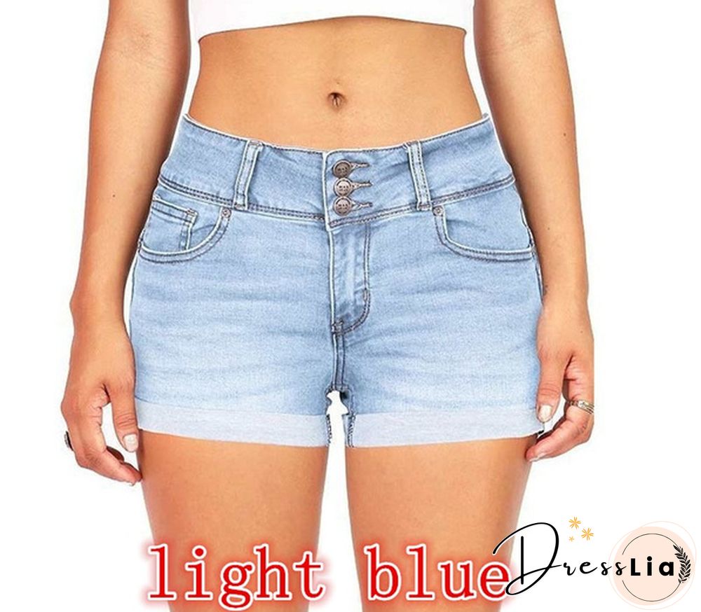 Plus Size Womens Ladies High Waist Short Jeans Shorts Denim Pants