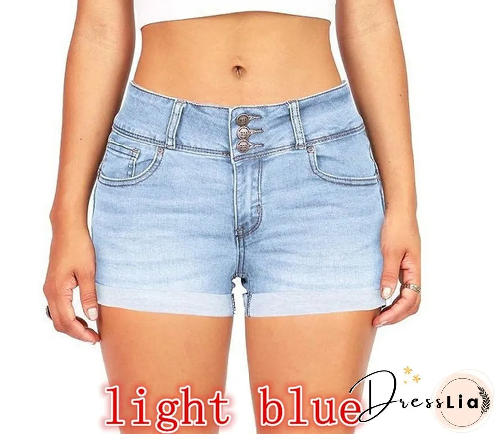 Plus Size Womens Ladies High Waist Short Jeans Shorts Denim Pants