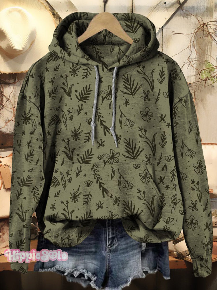Women&rsquo;s Vintage Floral Art Print Casual Hoodie Sweatshirt Multicolor / S