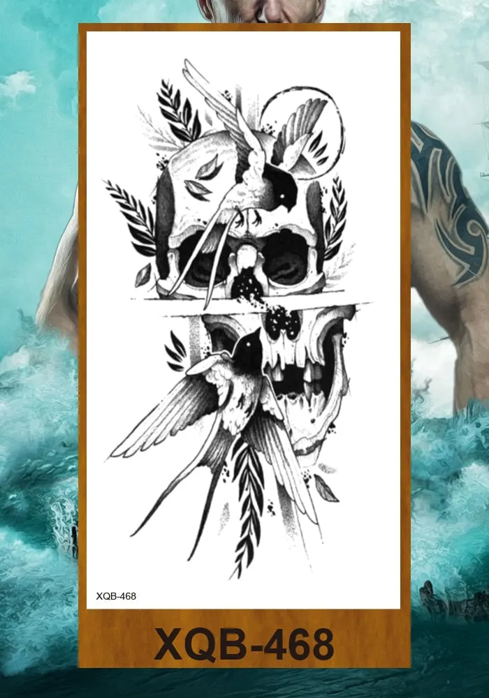 Tattoo Sticker Tribal Mighty Tiger Tatoo Men Women Africa Serengeti Lion Temporary Tattoo Black Indian Warrior Waterproof Flash