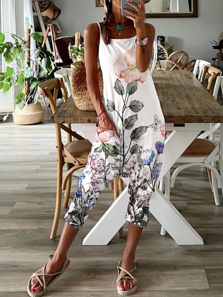 Women's Floral Print Stretch Jumpsuit