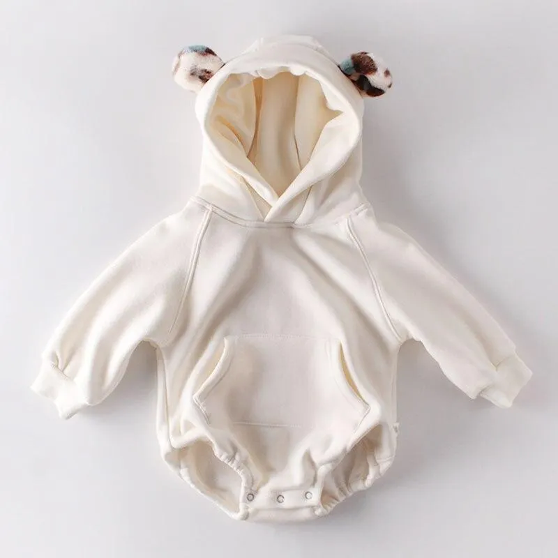 Autumn Winter Infant Baby Boys Girls Rompers Baby Clothes Bear Printing Long Sleeve Rompers Baby Boys Girls Thicken Rompers