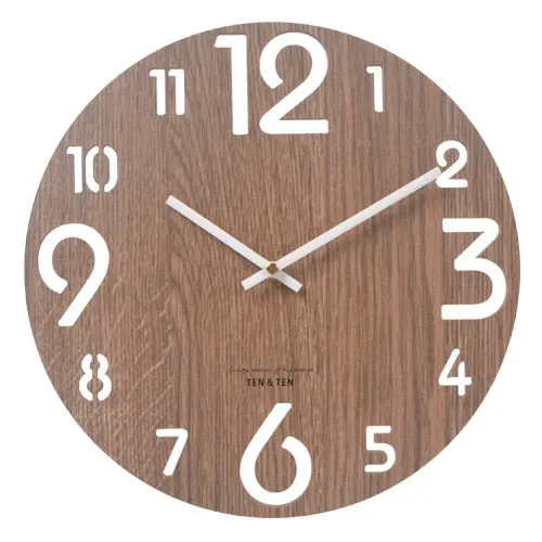 Wooden 3D Wall Clock Modern Design Nordic Brief Living Room Decoration Kitchen Clock Art Hollow Wall Watch Home Decor 12 inch