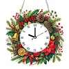 (US Local) DIY Christmas Wreath Diamond Clock Art Pendant Home Wall Decoration Craf