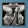 Elegant Hat Lady - Partial Special Shaped Diamond Painting 30*30cm