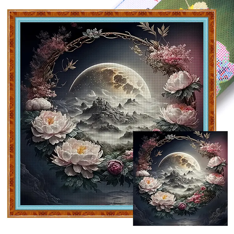 【Huacan Brand】Peony Moon (45*45cm) 11CT Stamped Cross Stitch gbfke