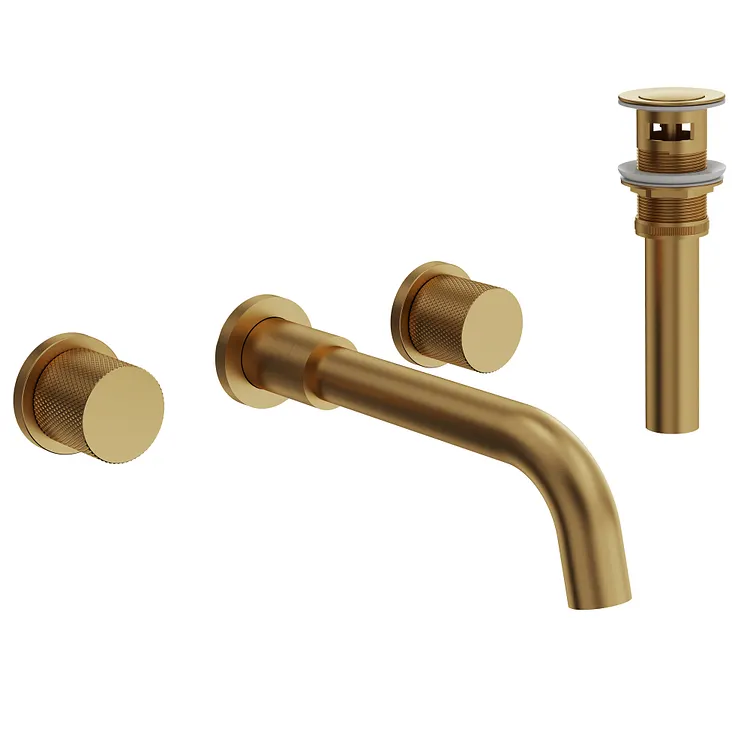 EVERSTEIN Wall-Mount Two-Handle Bathroom Sink Faucet Brushed Gold SFS-1150-GD