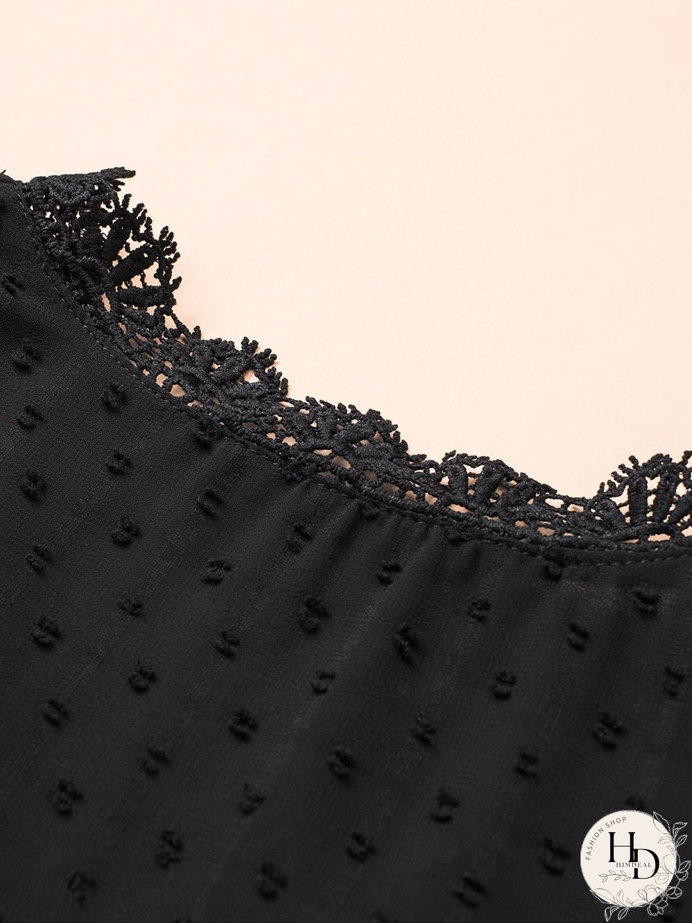 Elegant Swiss Dot Lace Detailed V-Neck Blouse