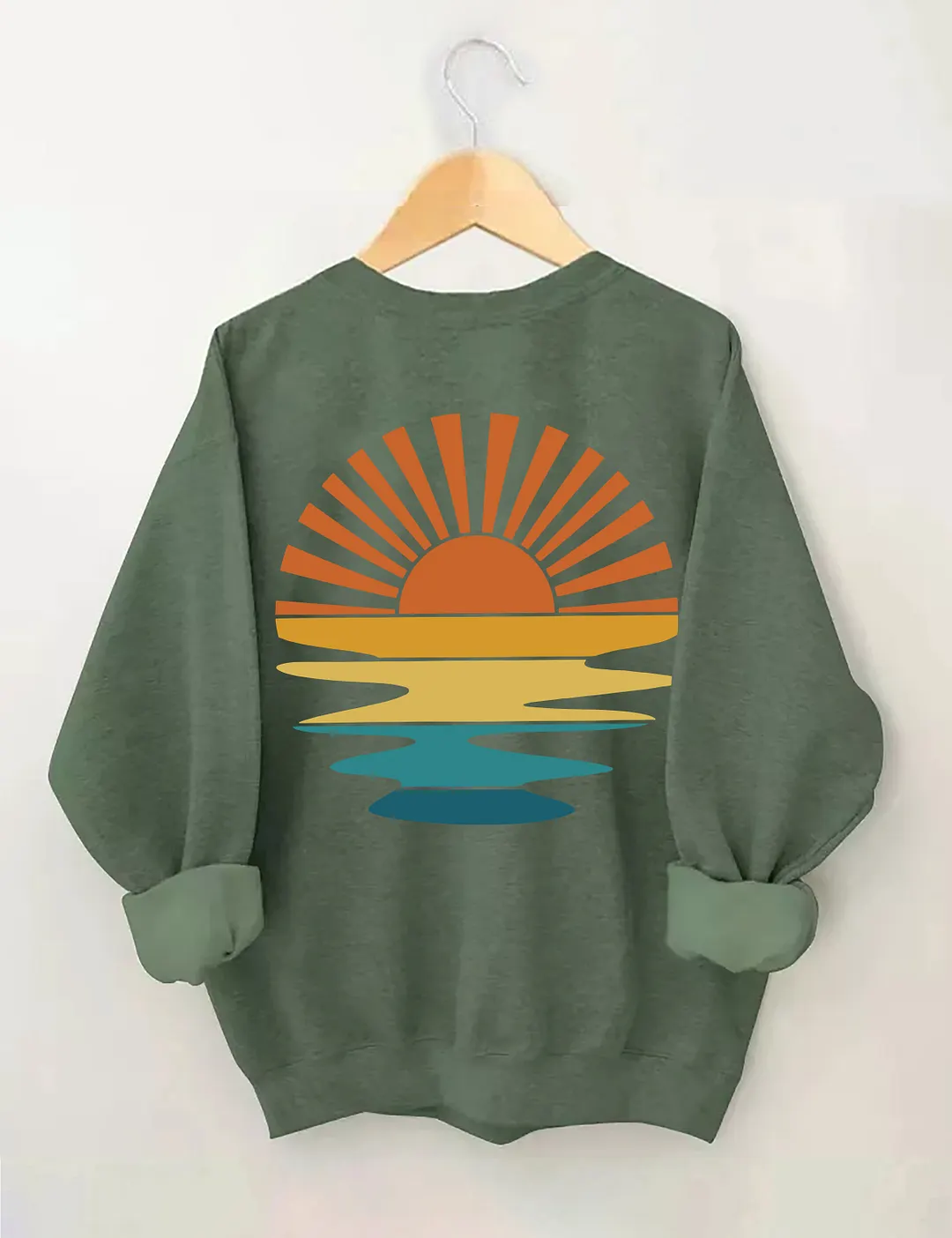 Retro Sunset Rays Wavy Sweatshirt