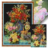 Blooming Flowers-Full Embroidery 2 Strands 14CT Stamped Cross Stitch-55*75CM-Large Size
