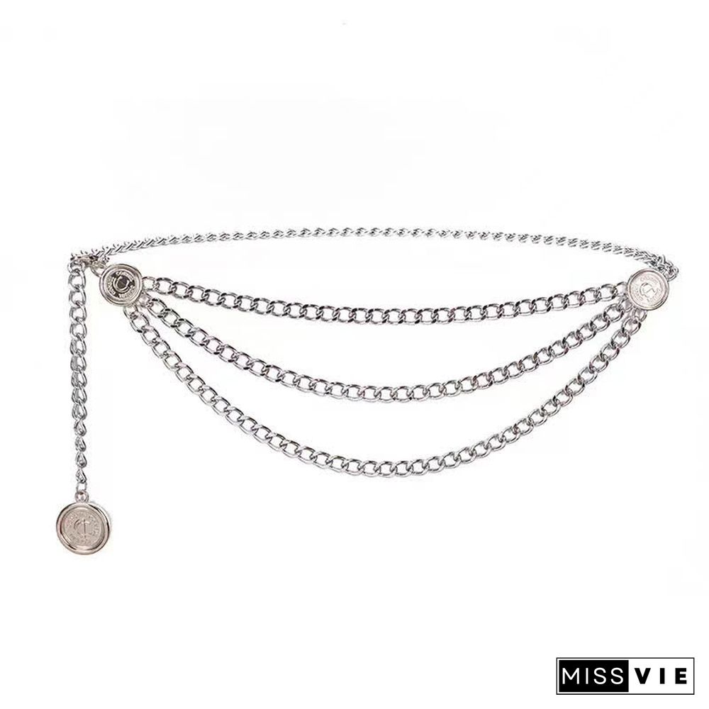 Sunflower Multilayer Waist Chain Belt for Dress Jeans Trous