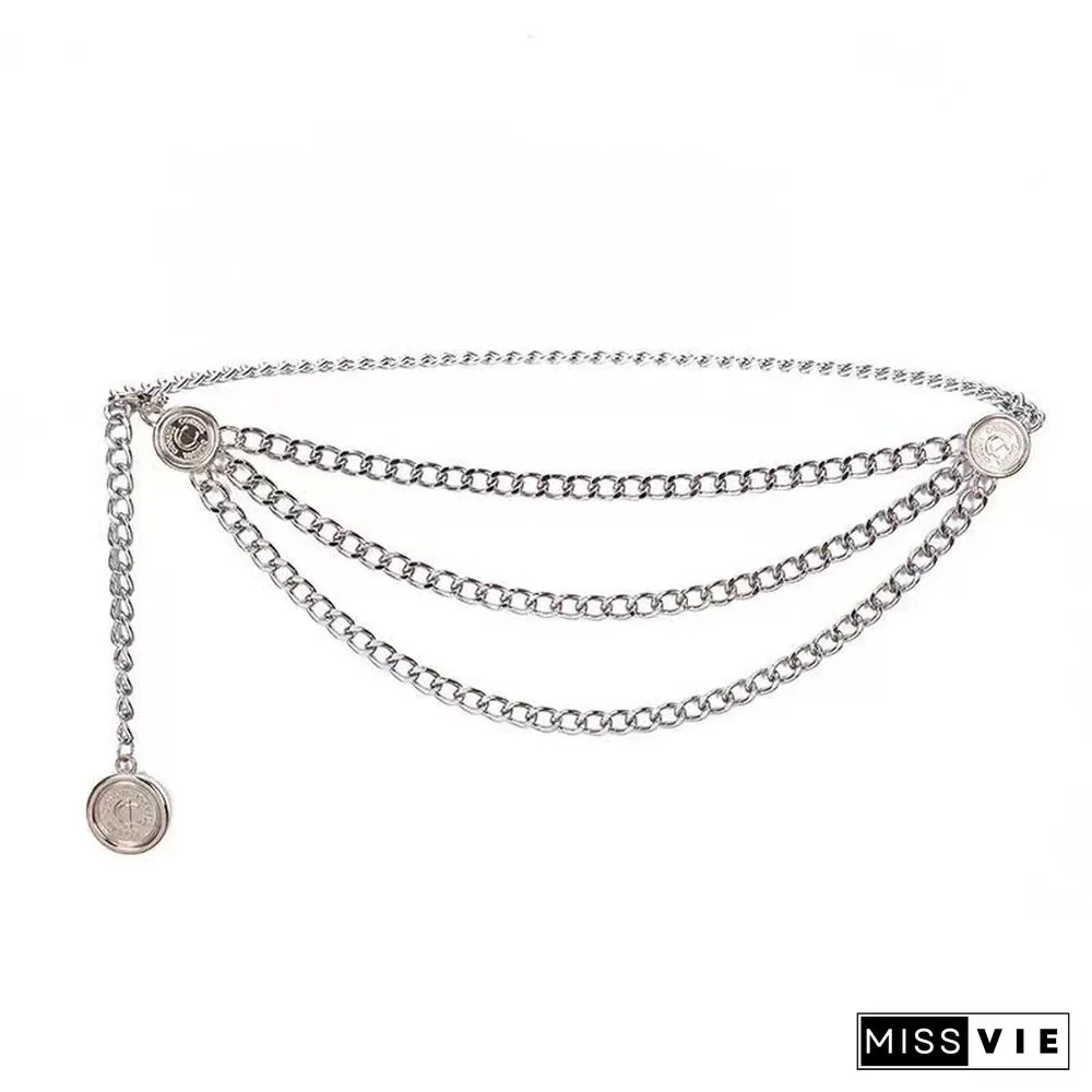Sunflower Multilayer Waist Chain Belt for Dress Jeans Trous