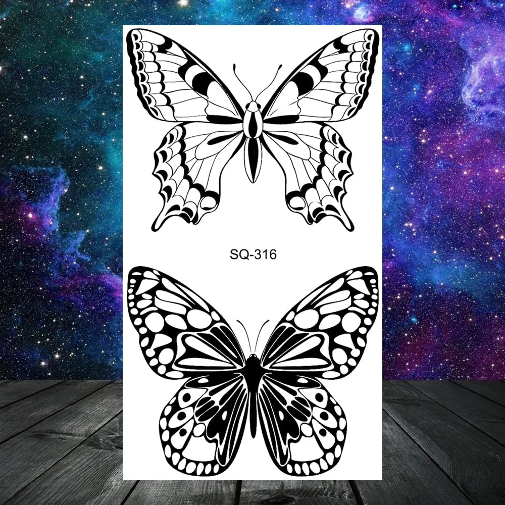 Elephant Lotus Butterfly Henna Temporary Tattoos For Women Adult Men Lion Dragon Flower Dragon Fake Tattoo Neck Arm Small Tatoos