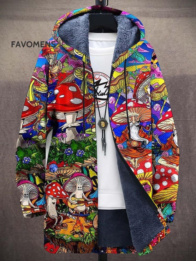 Men&rsquo;s Hippie Fashion Plush Thick Long-Sleeved Sweater Coat Cardigan Colorful / M