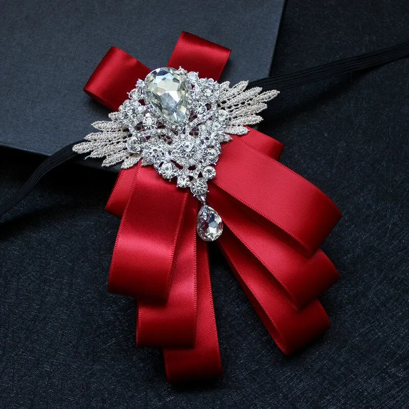 High-grade Handmade Diamond British Style Bow Ties Groom Groomsman Dress Suit Rhinestone Bowtie for Men Wedding Accessories
