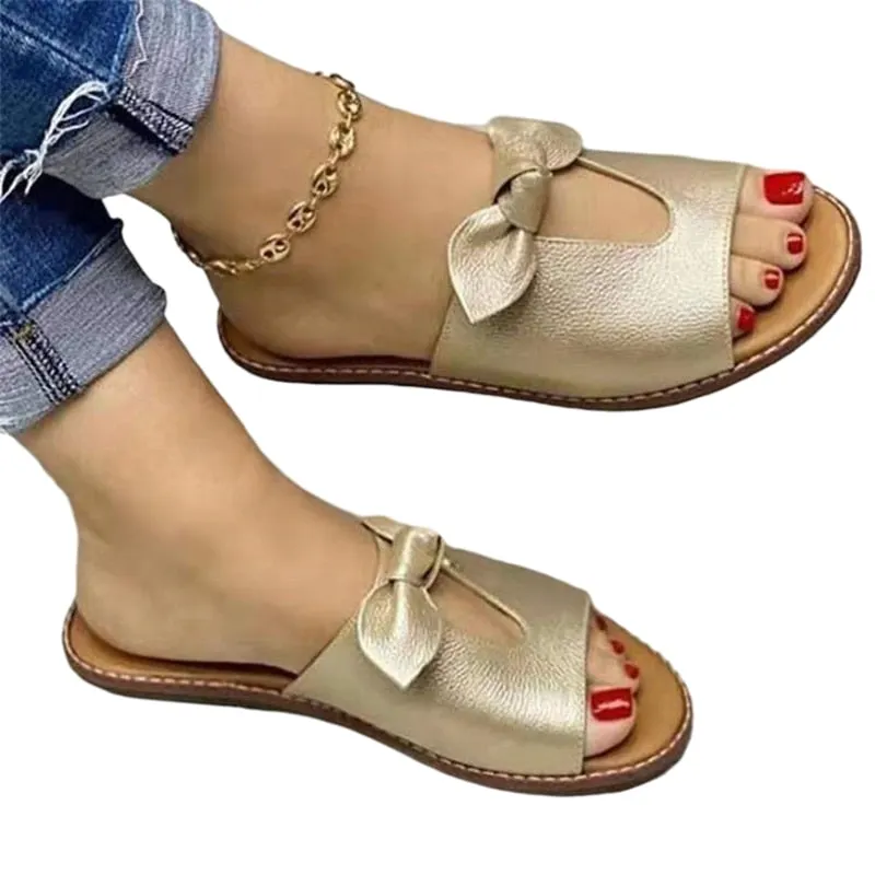 Fashion Women Sandals Shoes Open Toe Vintage Summer Beach Shoes Women Casual Slipper Women Cute Butterfly-Knot Zapatillas Muje