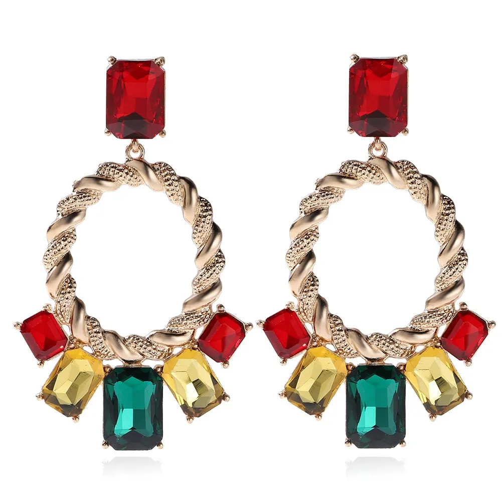 Dvacaman Newest Multicolor Crystal Drop Earrings Fine Jewelry Accessories For Women Fashion Rhinestone Tassel Earrings Wholesale