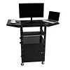 [US Local Warehouse] Rolling AV Carts Cabinet & Stands with Locking Cabinet Keyboard Tray Printer Craft Utility Cart with Wheels Height Adjustable 36-44 in 110lbs for Classroom Office