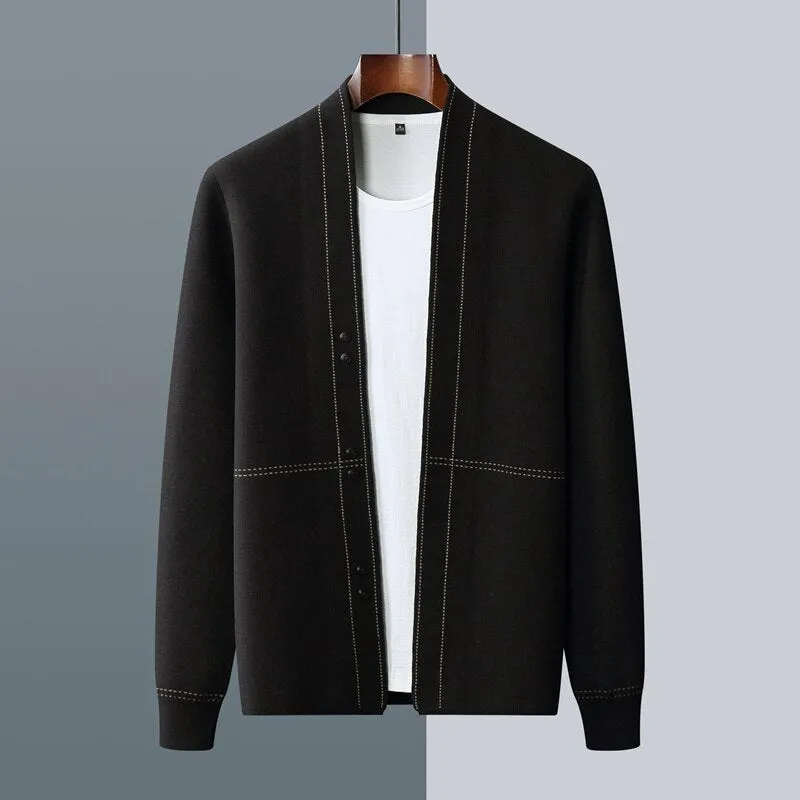 Jacquard Pure Wool Cardigan