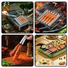 Hot Dog Roller with Wood Handle Stainless Steel Griller Grill Accessories (L)
