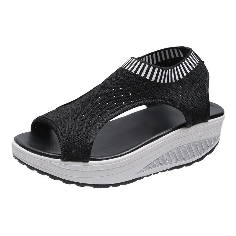 35-43 Women Diamond Sandals Summer 2021 Female Shoes Woman Platform Sandals Women Shoes Female Knitted Slip on Peep Toe Sneakers