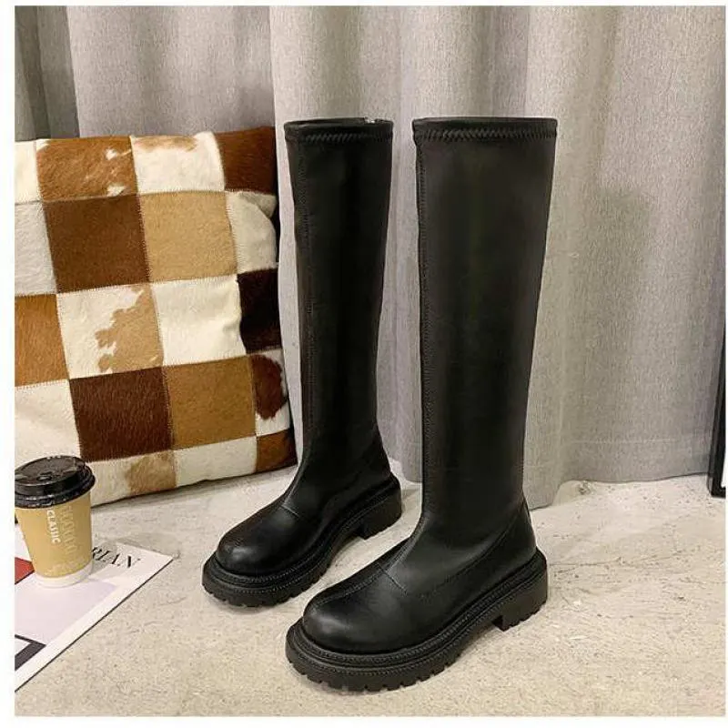 Black Patent Leather Ankle Boots Round Toe Patent Leather Beige Ladies Fashion Winter Long Women's Boots Botas Mujer