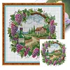 Summer Scene With Wreath-14CT Stamped Cross Stitch 38*36cm/14.96*14.17in