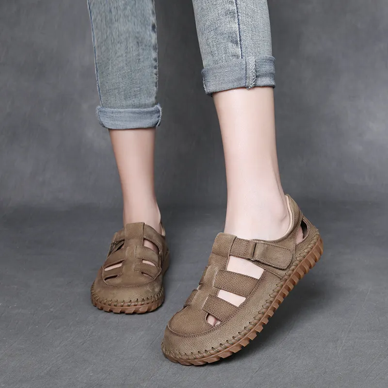 Yyvonne Kraft Hand-Made Retro Hollow Sandals Women 2025 Summer New Comfortable Thick-Soled Casual Roman Sandals