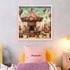 >SALE<Full Embroidery Eco-cotton Thread 11CT Print Carousel Cross Stitch Kit 50x50cm