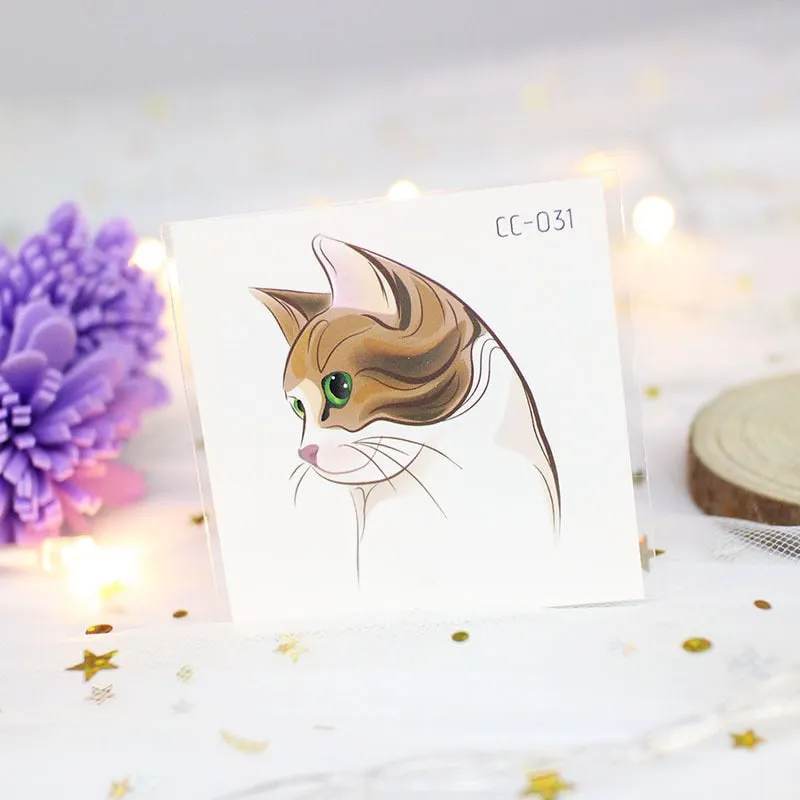 Cartoon Cat and Dog Face Stickers Tattoo Stickers Waterproof Girl/Child Cute Makeup Stickers Small Tattoo Pet Temporary Tattoos